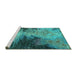 Sideview of Machine Washable Oriental Turquoise Industrial Area Rugs, wshurb2742turq