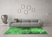 Machine Washable Oriental Emerald Green Industrial Area Rugs in a Living Room,, wshurb2742emgrn