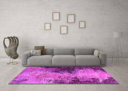 Machine Washable Oriental Pink Industrial Rug in a Living Room, wshurb2742pnk