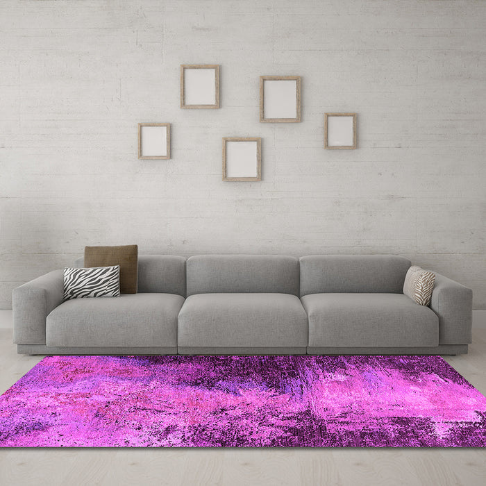 Machine Washable Oriental Pink Industrial Rug in a Living Room, wshurb2742pnk
