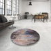 Round Machine Washable Industrial Modern Purple Rug in a Office, wshurb2742