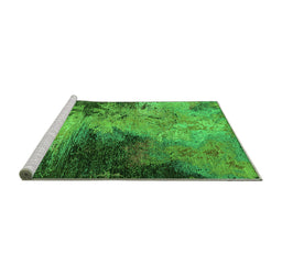 Sideview of Machine Washable Oriental Green Industrial Area Rugs, wshurb2742grn