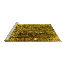Sideview of Machine Washable Oriental Yellow Industrial Rug, wshurb2743yw