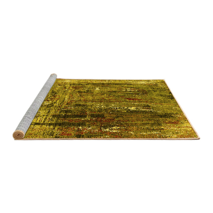 Sideview of Machine Washable Oriental Yellow Industrial Rug, wshurb2743yw