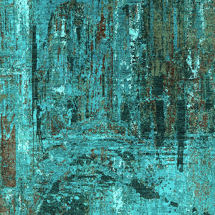 Machine Washable Oriental Turquoise Industrial Area Rugs, wshurb2743turq