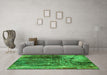 Machine Washable Oriental Green Industrial Area Rugs in a Living Room,, wshurb2743grn