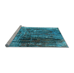 Sideview of Machine Washable Oriental Light Blue Industrial Rug, wshurb2743lblu