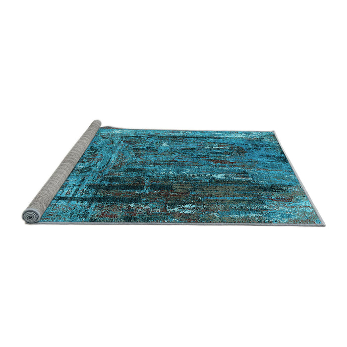 Sideview of Machine Washable Oriental Light Blue Industrial Rug, wshurb2743lblu