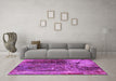 Machine Washable Oriental Pink Industrial Rug in a Living Room, wshurb2743pnk