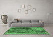 Machine Washable Oriental Emerald Green Industrial Area Rugs in a Living Room,, wshurb2743emgrn