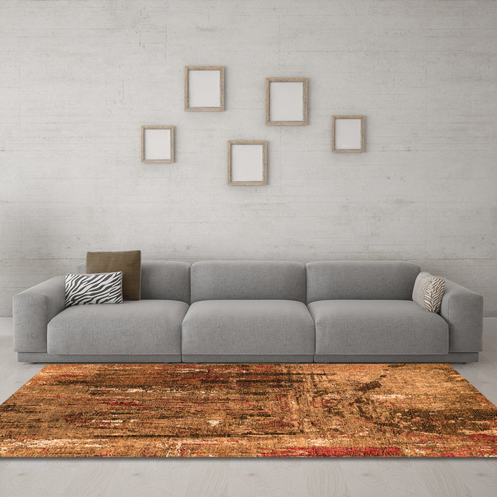 Machine Washable Oriental Orange Industrial Area Rugs in a Living Room, wshurb2743org
