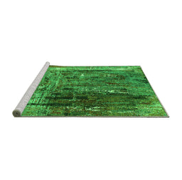 Sideview of Machine Washable Oriental Green Industrial Area Rugs, wshurb2743grn