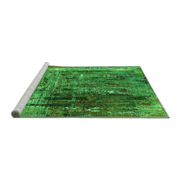 Sideview of Machine Washable Oriental Green Industrial Area Rugs, wshurb2743grn