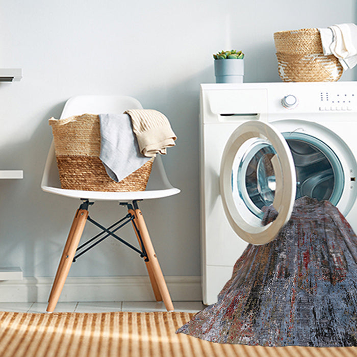 Machine Washable Industrial Modern Coffee Brown Rug in a Washing Machine, wshurb2743