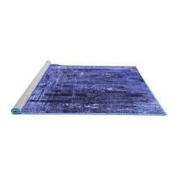 Sideview of Machine Washable Oriental Blue Industrial Rug, wshurb2743blu