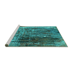 Sideview of Machine Washable Oriental Turquoise Industrial Area Rugs, wshurb2743turq