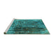 Sideview of Machine Washable Oriental Turquoise Industrial Area Rugs, wshurb2743turq