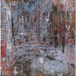 Square Mid-Century Modern Coffee Brown Oriental Rug, urb2743