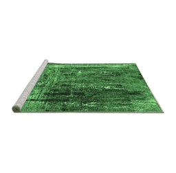 Sideview of Machine Washable Oriental Emerald Green Industrial Area Rugs, wshurb2743emgrn