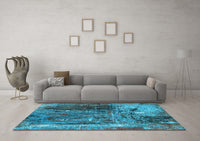 Machine Washable Oriental Light Blue Industrial Rug, wshurb2743lblu