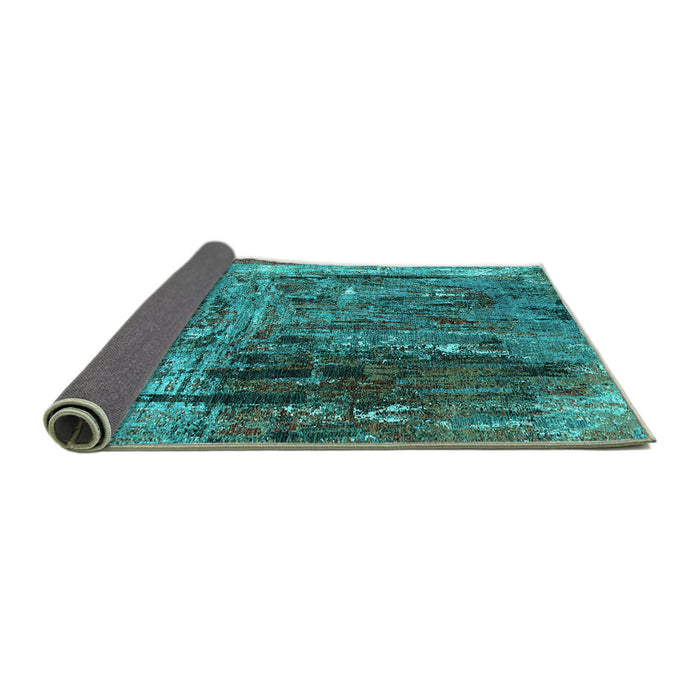 Sideview of Oriental Turquoise Industrial Rug, urb2743turq