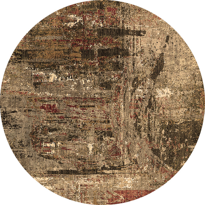 Round Oriental Brown Industrial Rug, urb2743brn