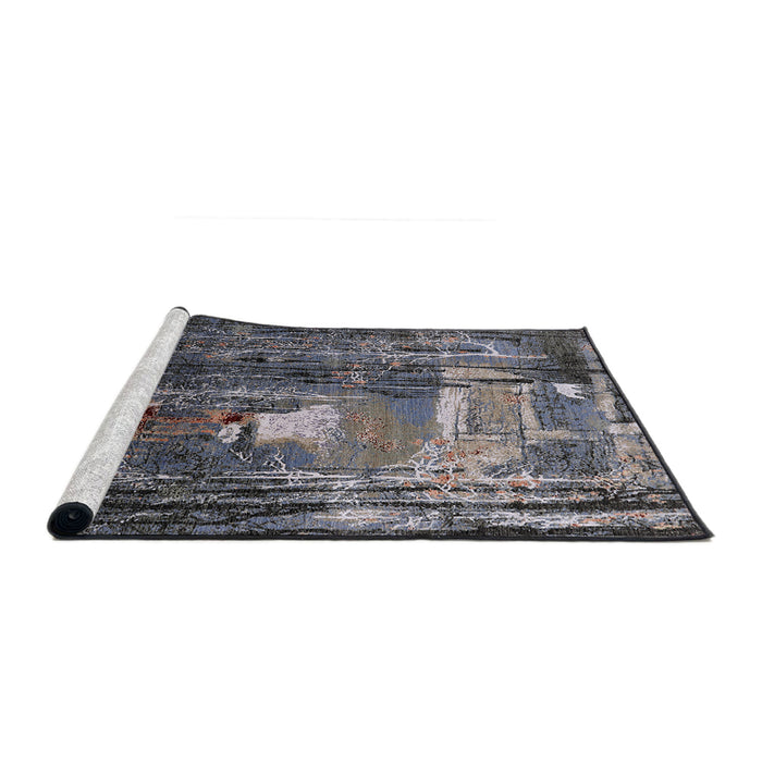 Sideview of Machine Washable Industrial Modern Black Rug, wshurb2744