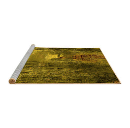 Sideview of Machine Washable Oriental Yellow Industrial Rug, wshurb2744yw