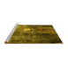 Sideview of Machine Washable Oriental Yellow Industrial Rug, wshurb2744yw