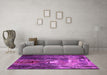 Machine Washable Oriental Pink Industrial Rug in a Living Room, wshurb2744pnk