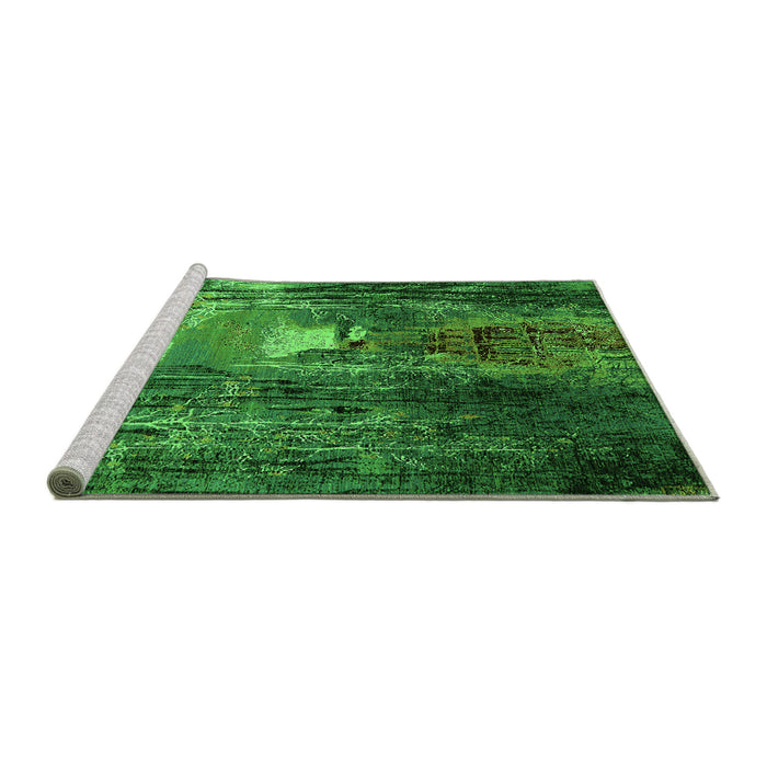 Sideview of Machine Washable Oriental Green Industrial Area Rugs, wshurb2744grn