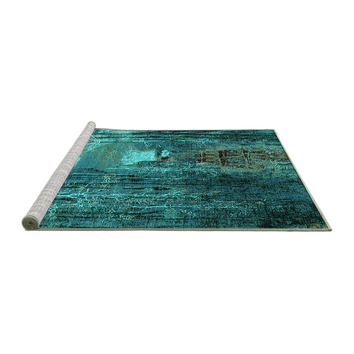 Sideview of Machine Washable Oriental Turquoise Industrial Area Rugs, wshurb2744turq