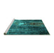 Sideview of Machine Washable Oriental Turquoise Industrial Area Rugs, wshurb2744turq