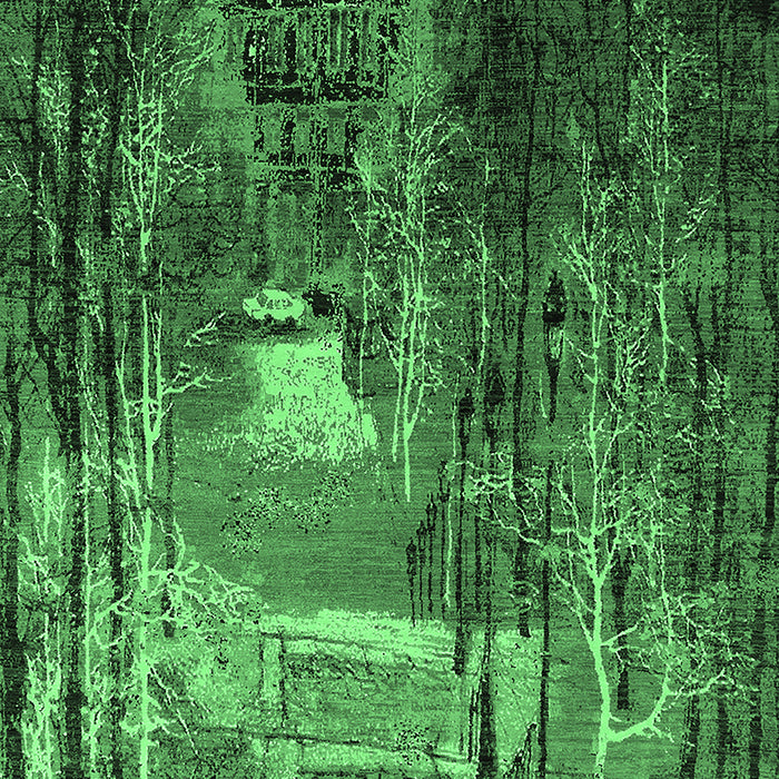 Machine Washable Oriental Emerald Green Industrial Area Rugs, wshurb2744emgrn