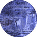 Round Oriental Blue Industrial Rug, urb2744blu