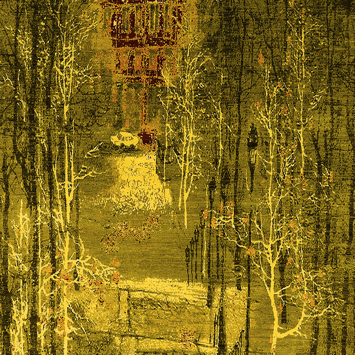 Machine Washable Oriental Yellow Industrial Rug, wshurb2744yw