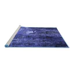 Sideview of Machine Washable Oriental Blue Industrial Rug, wshurb2744blu