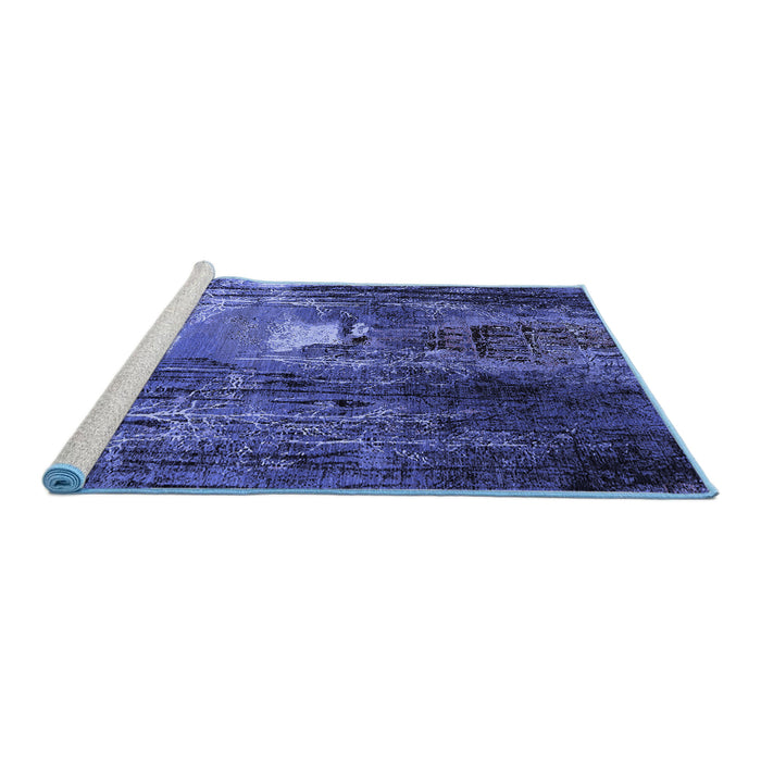 Sideview of Machine Washable Oriental Blue Industrial Rug, wshurb2744blu