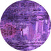 Round Oriental Purple Industrial Rug, urb2744pur