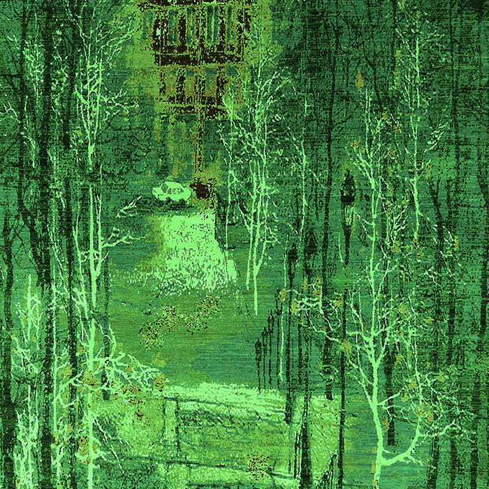 Machine Washable Oriental Green Industrial Area Rugs, wshurb2744grn