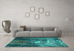 Machine Washable Oriental Turquoise Industrial Area Rugs in a Living Room,, wshurb2744turq