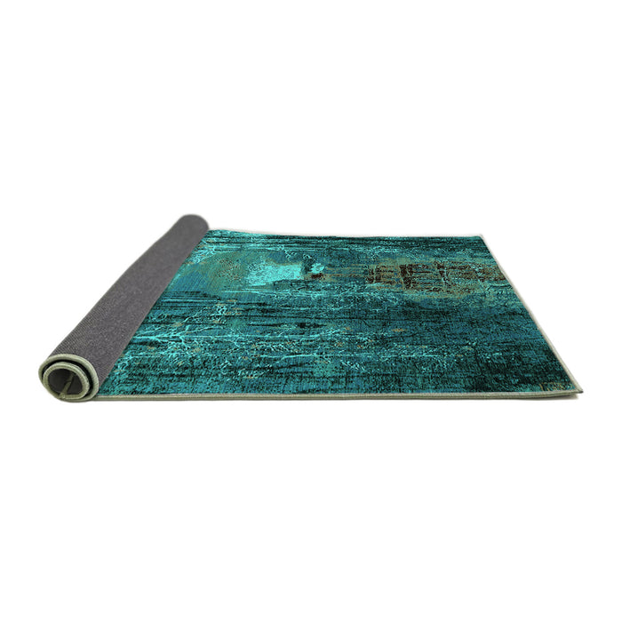 Sideview of Oriental Turquoise Industrial Rug, urb2744turq