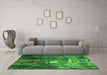 Machine Washable Oriental Green Industrial Area Rugs in a Living Room,, wshurb2744grn