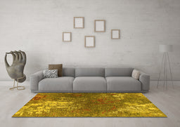 Machine Washable Oriental Yellow Industrial Rug in a Living Room, wshurb2745yw