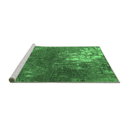 Sideview of Machine Washable Oriental Emerald Green Industrial Area Rugs, wshurb2745emgrn