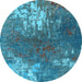 Round Oriental Light Blue Industrial Rug, urb2745lblu