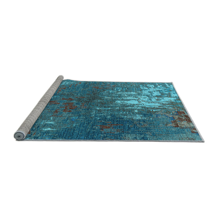Sideview of Machine Washable Oriental Light Blue Industrial Rug, wshurb2745lblu