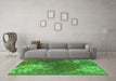 Machine Washable Oriental Green Industrial Area Rugs in a Living Room,, wshurb2745grn