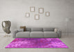 Machine Washable Oriental Pink Industrial Rug in a Living Room, wshurb2745pnk