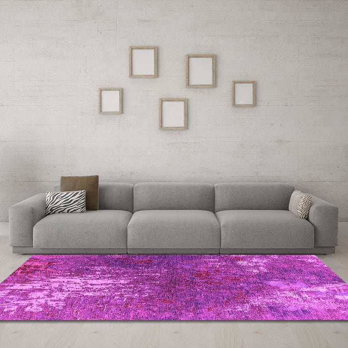 Machine Washable Oriental Pink Industrial Rug in a Living Room, wshurb2745pnk